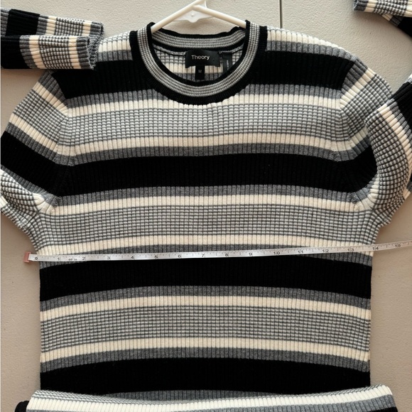 Theory Empire Wool Stripe Midi Dress Sweater Knit Dress - Picture 14 of 16